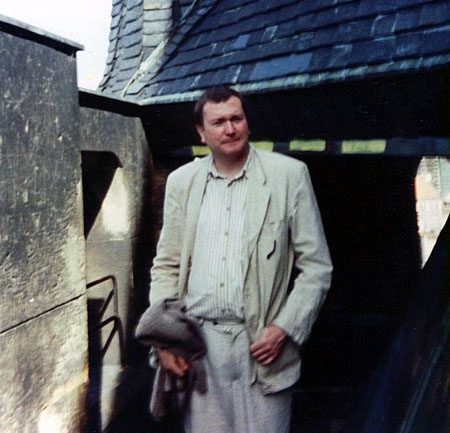 Pablo in a tower above the Charles Bridge in Prague, 1996.